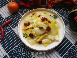 红椒炒娃娃菜帮的做法步骤：8
