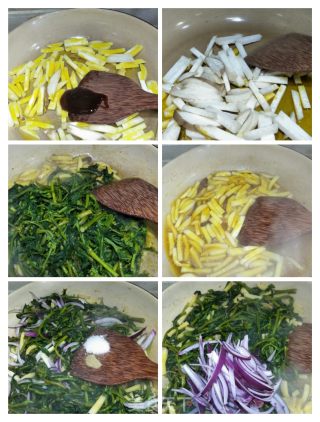 杏鲍菇炒橄榄菜的做法步骤：5