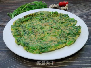 玉米面茼蒿鸡蛋饼的做法步骤：10