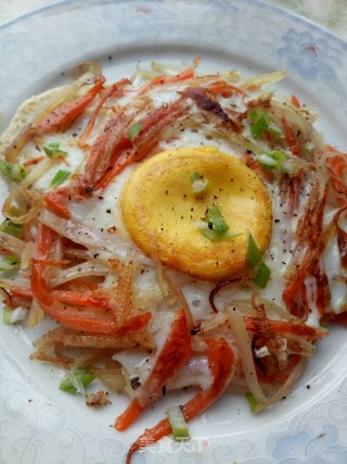 鸟巢鸡蛋饼的做法步骤：8