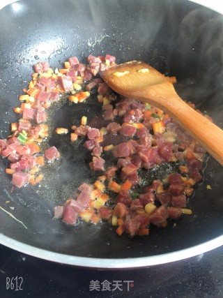 牛肉青菜炒饭的做法步骤：3