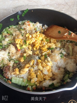 牛肉青菜炒饭的做法步骤：5