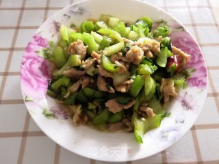 青菜梗炒肉的做法步骤：13