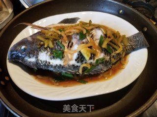 榨菜蒸罗非鱼的做法步骤：7