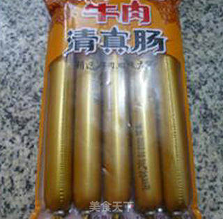 牛肉肠圆白菜炒年糕的做法步骤：3