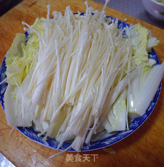 清肠食谱——金针菇蒸白菜芯的做法步骤：3