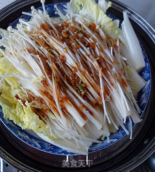 清肠食谱——金针菇蒸白菜芯的做法步骤：6