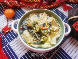 海带芽麻辣槐花汤饺的做法步骤：11