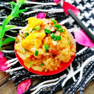 红薯腊味糯米饭的做法步骤：16