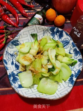 虾皮炒菜梗的做法步骤：8