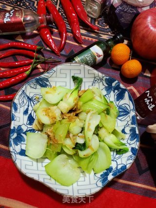 虾皮炒菜梗的做法步骤：9