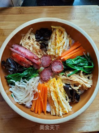 七彩拌饭的做法步骤：10