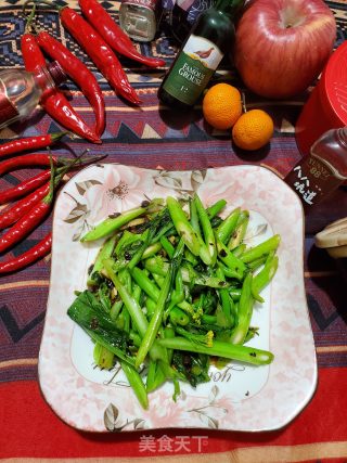 蒜香豆豉炒芥菜心的做法步骤：6