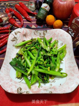 蒜香豆豉炒芥菜心的做法步骤：7