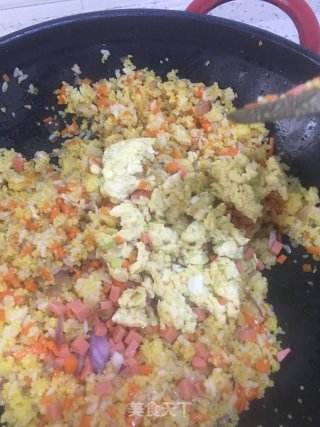 蛋炒饭之大小米炒饭的做法步骤：7