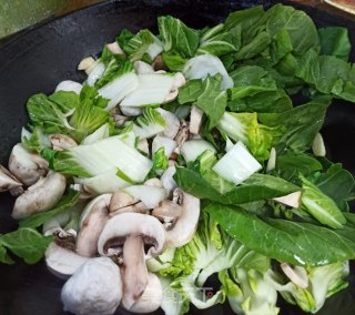 青菜蘑菇烩豆腐的做法步骤：6