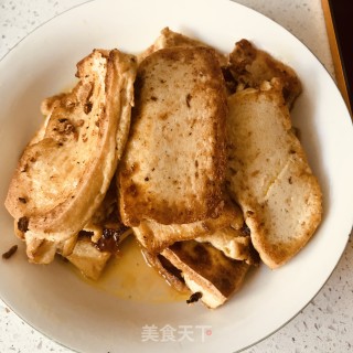 青椒黄金豆腐的做法步骤：3