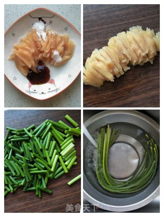 鸡肉香菇炒蒜苔的做法步骤：2