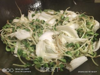 黑豆芽炒大白菜的做法步骤：6