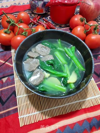 牛筋丸菜心汤的做法步骤：7