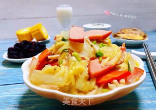 火腿蟹味菇炖白菜的做法步骤：15