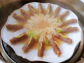 蒸肥牛金针菇的做法步骤：7