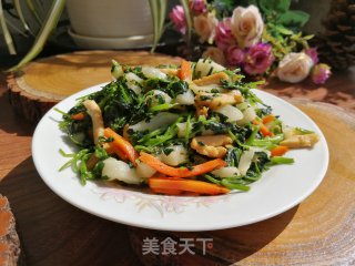 花草肉丝炒年糕的做法步骤：9