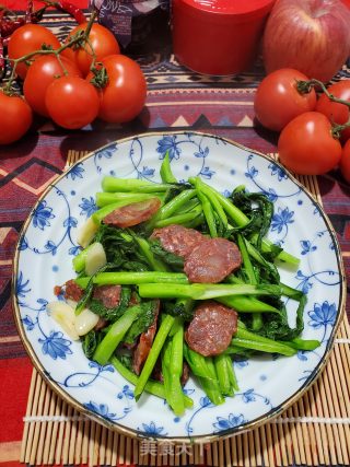 菜心炒腊肠的做法步骤：6