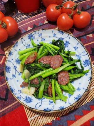 菜心炒腊肠的做法步骤：7