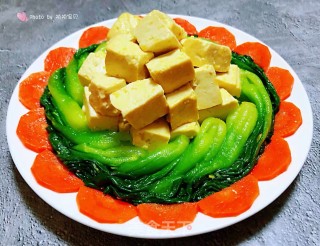 油菜胡萝卜烧豆腐的做法步骤：11