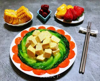 油菜胡萝卜烧豆腐的做法步骤：12