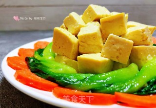 油菜胡萝卜烧豆腐的做法步骤：13