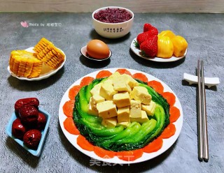 油菜胡萝卜烧豆腐的做法步骤：15
