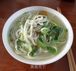 鸡毛菜麻油汤面的做法步骤：7