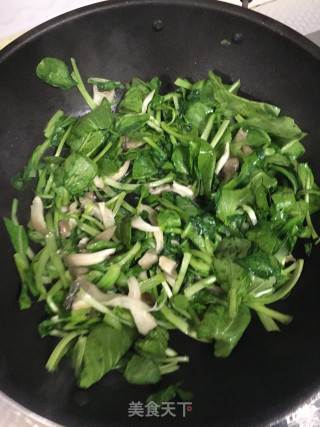 菜秧姬菇炒油面筋的做法步骤：5