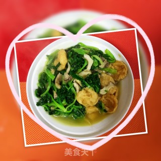 菜秧姬菇炒油面筋的做法步骤：8