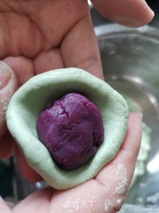 紫薯馅艾草青团的做法步骤：17