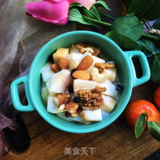 坚果酸奶拌哈密瓜的做法步骤：8