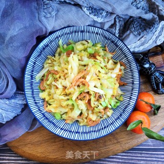 虾干炒包菜丝的做法步骤：11