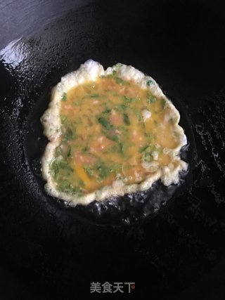 肉末香菜煎蛋的做法步骤：5
