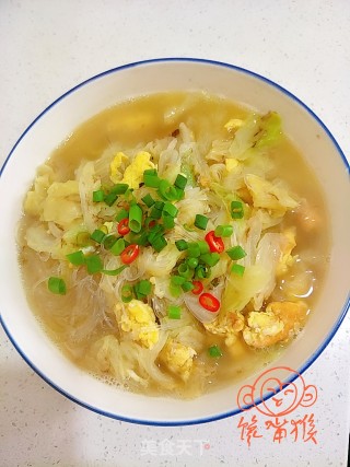 鸡蛋粉丝煲白菜的做法步骤：9