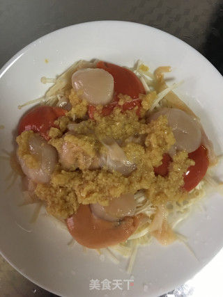 蒜茸金针菇蒸扇贝肉的做法步骤：5