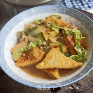 香煎豆腐炒白菜的做法步骤：3