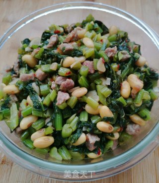 雪里蕻炒黄豆的做法步骤：7