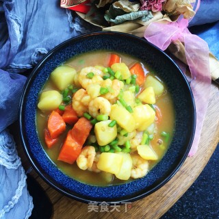 咖喱土豆煮虾仁的做法步骤：13