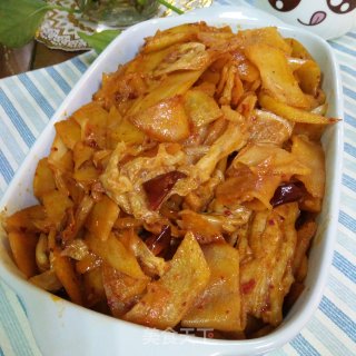 五花肉辣白菜炒土豆片的做法步骤：8