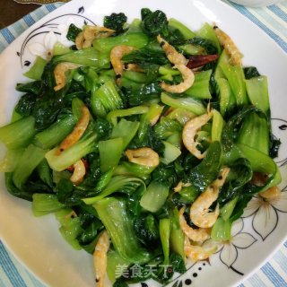 虾干炒油菜的做法步骤：6