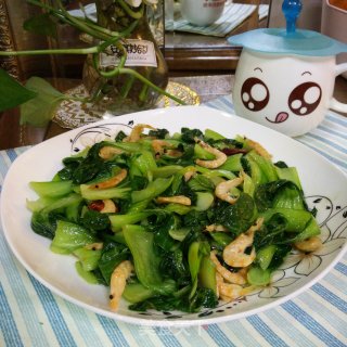 虾干炒油菜的做法步骤：7