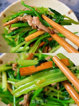 芹菜肉丝炒香干的做法步骤：7