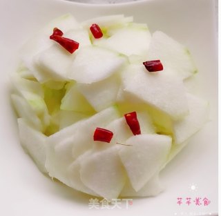 炝炒冬瓜片的做法步骤：3